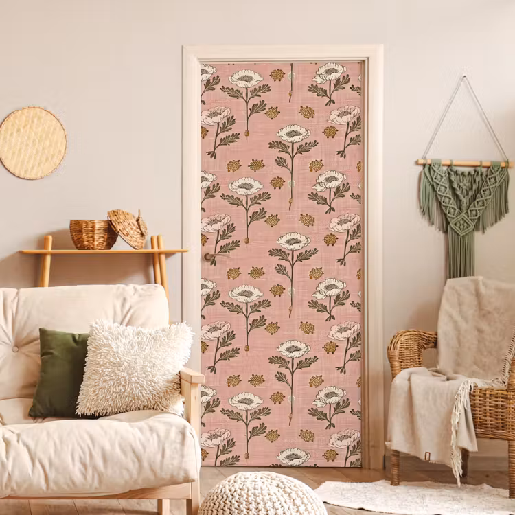 Türtapete - Rosa – Blumen – Vintage – Textur — 3