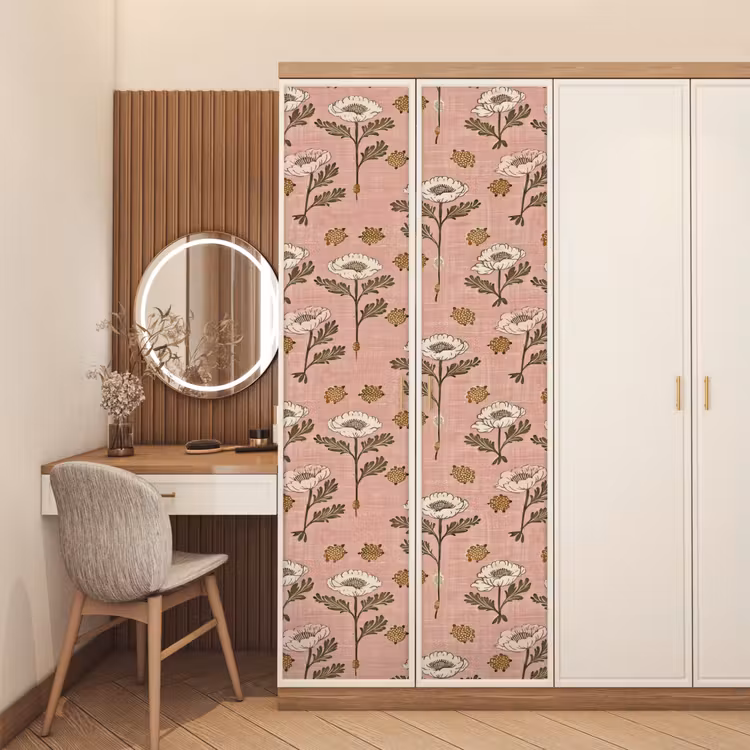 Türtapete - Rosa – Blumen – Vintage – Textur — 4