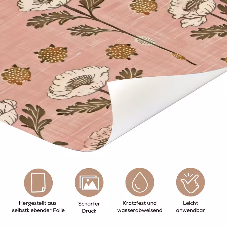 Türtapete - Rosa – Blumen – Vintage – Textur — 5