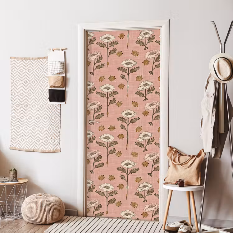 Türtapete - Rosa – Blumen – Vintage – Textur — 7