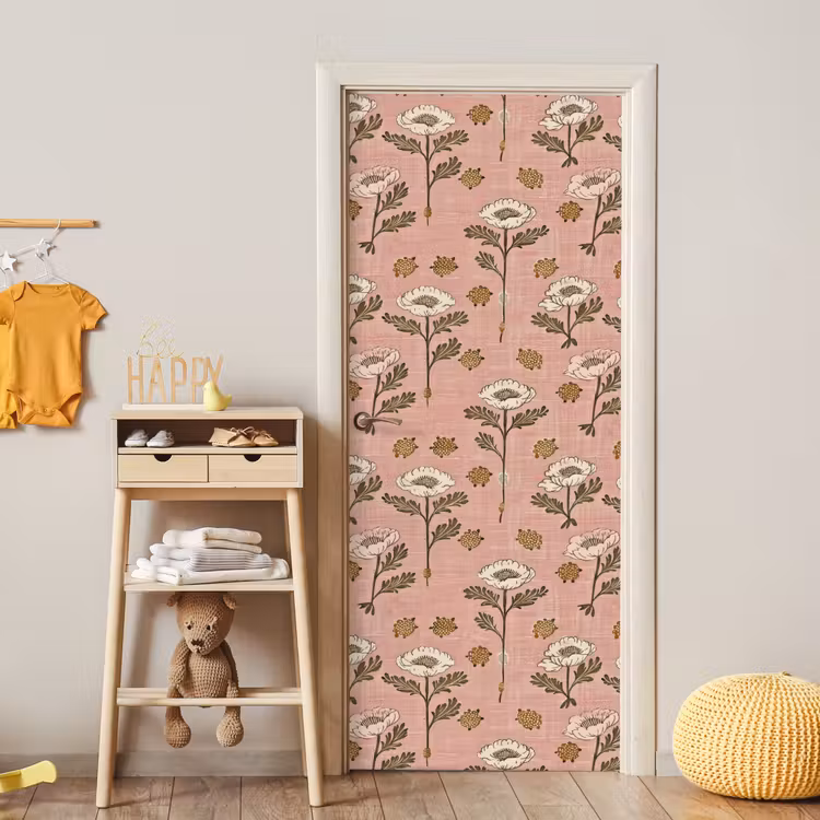 Türtapete - Rosa – Blumen – Vintage – Textur — 8