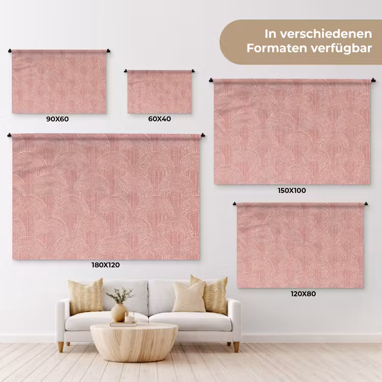 Wandteppich - Altrosa – Bögen – Deko – Linien — 8
