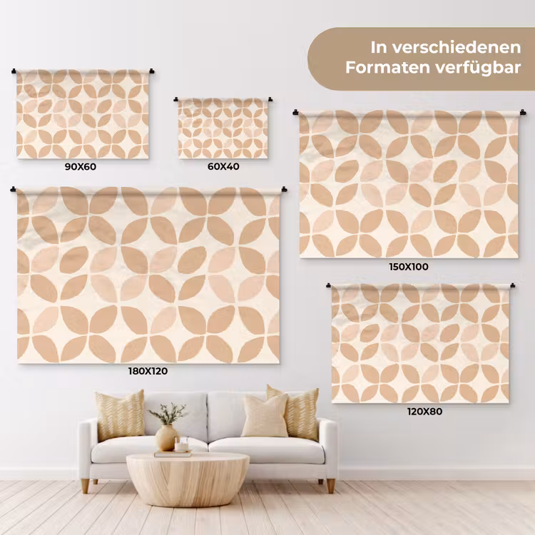 Wandteppich - Beige – Blätter – Minimalistisch – Muster — 8