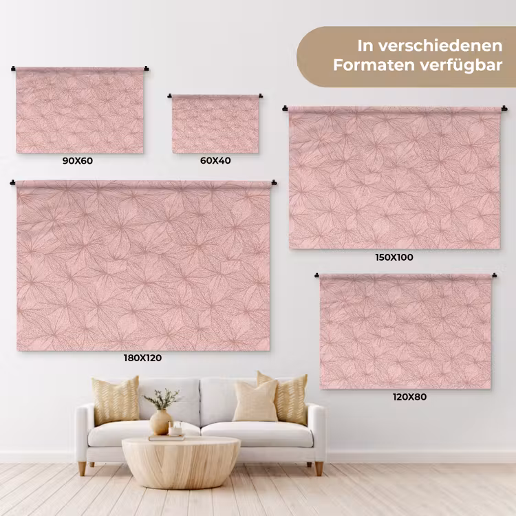 Wandteppich - Blassrosa – Blumen – Relief – Textur — 8