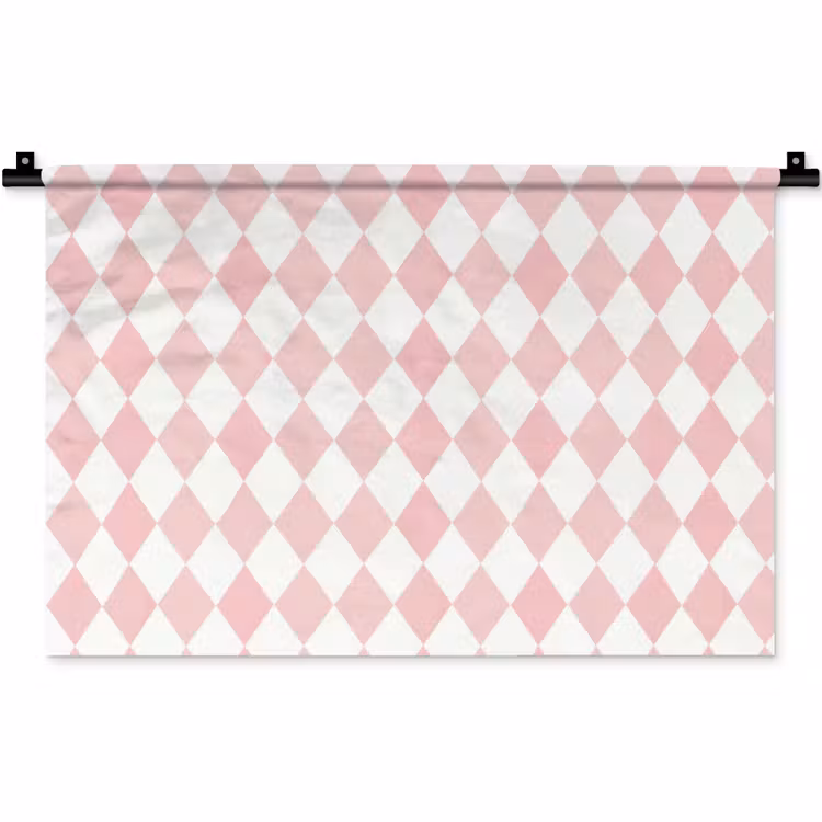 Wandteppich - Hellrosa – Karos – Geometrisch – Muster — 1