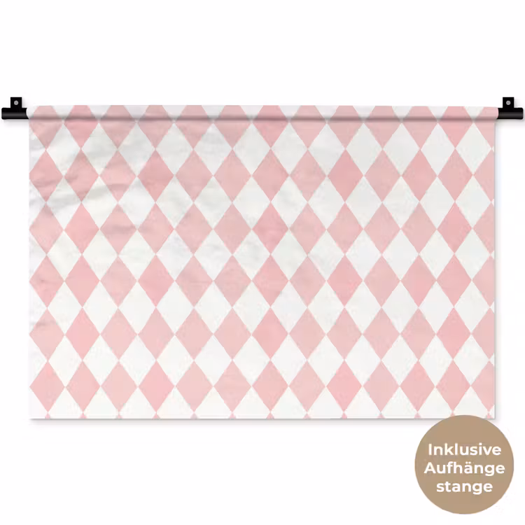 Wandteppich - Hellrosa – Karos – Geometrisch – Muster — 9
