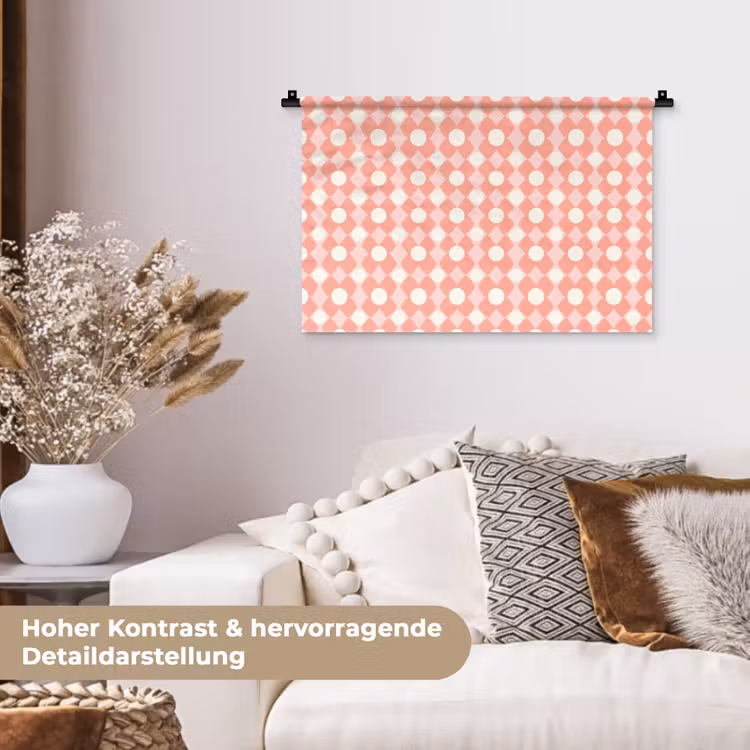 Wandteppich - Koralle – Retro – Geometrisch – Muster — 6