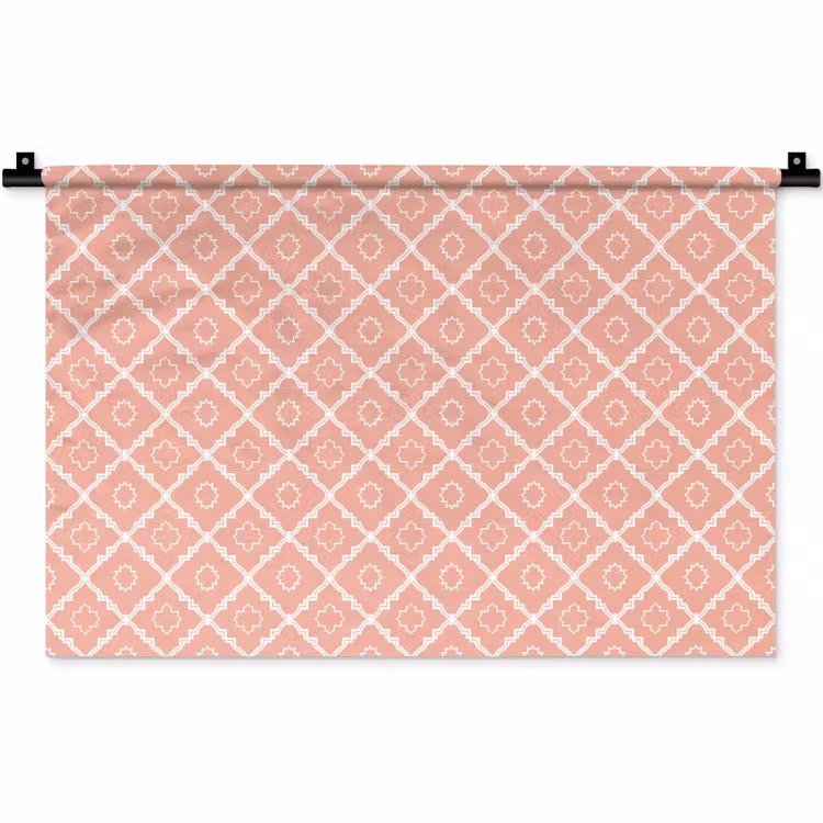 Wandteppich - Lachsrosa – Geometrisch – Elegant – Muster — 1