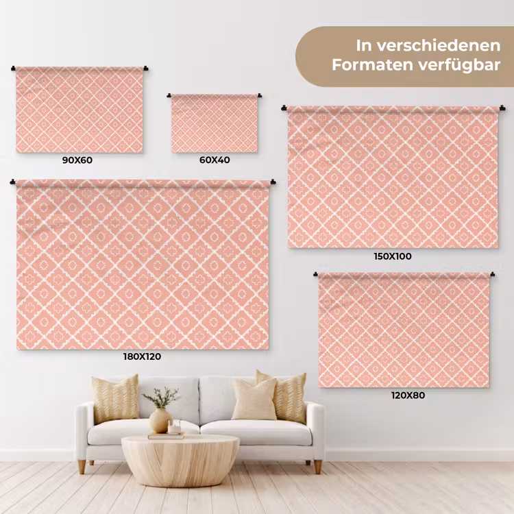 Wandteppich - Lachsrosa – Geometrisch – Elegant – Muster — 8