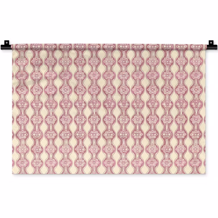 Wandteppich - Lila-Rosa – Blumen – Retro – Muster — 1