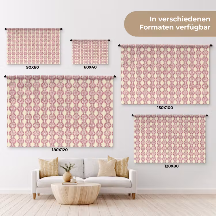 Wandteppich - Lila-Rosa – Blumen – Retro – Muster — 8
