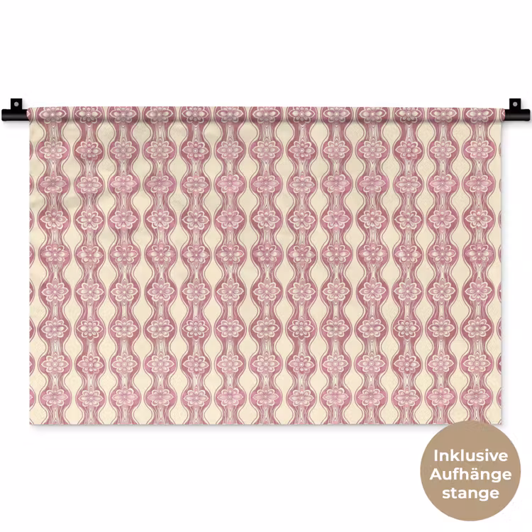 Wandteppich - Lila-Rosa – Blumen – Retro – Muster — 9