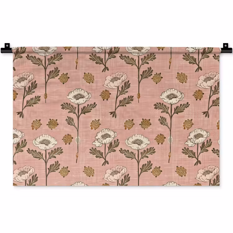 Wandteppich - Rosa – Blumen – Vintage – Textur — 1