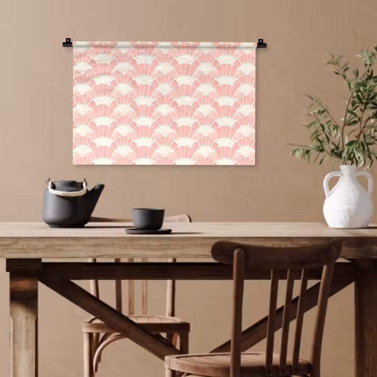 Wandteppich - Rosa – Fächer – Mosaik – Muster — 3