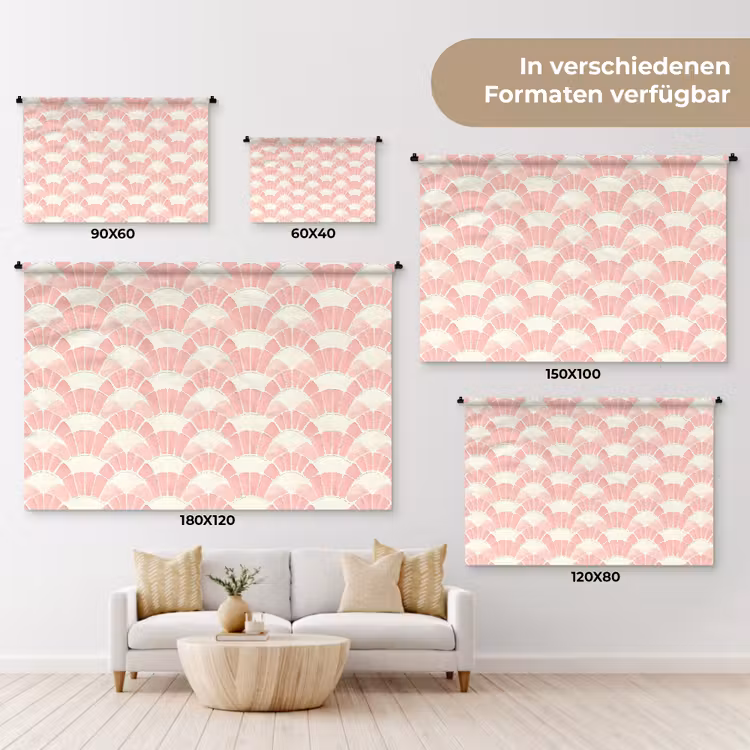 Wandteppich - Rosa – Fächer – Mosaik – Muster — 8