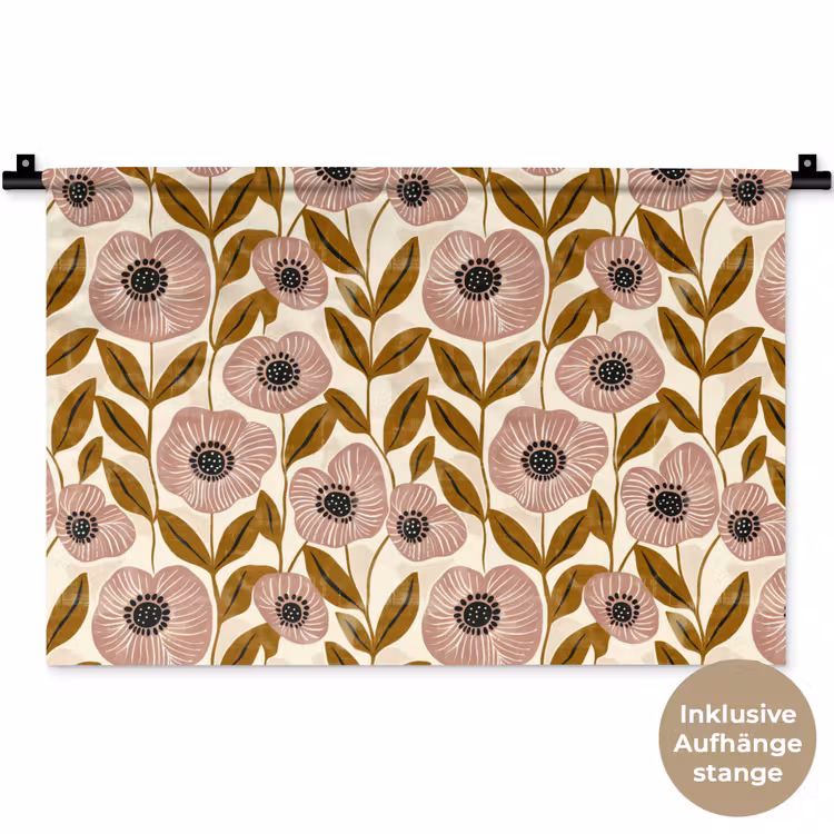 Wandteppich - Staubrosa – Blumen – Grafisch – Muster — 9