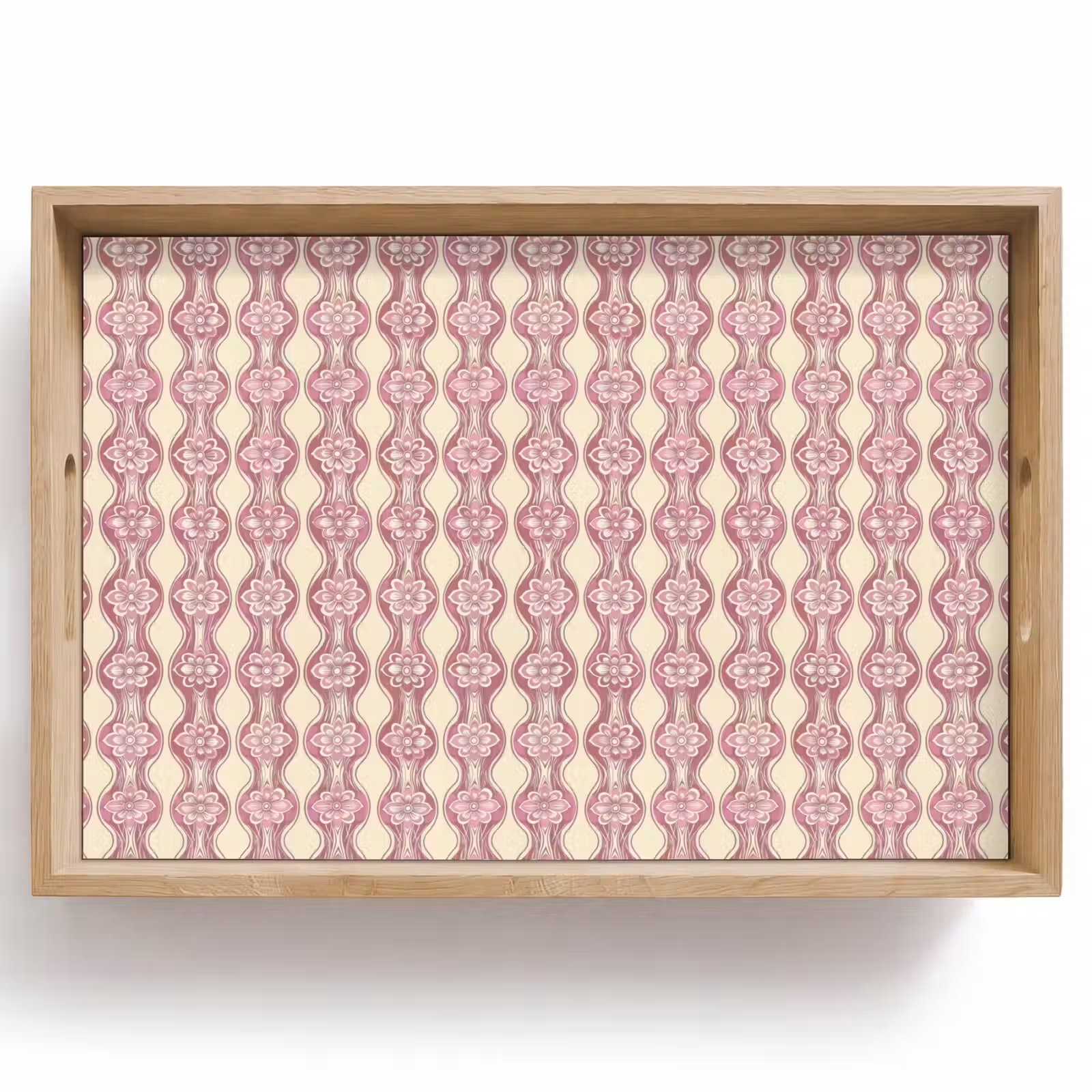 Tablett - Lila-Rosa – Blumen – Retro – Muster — 1