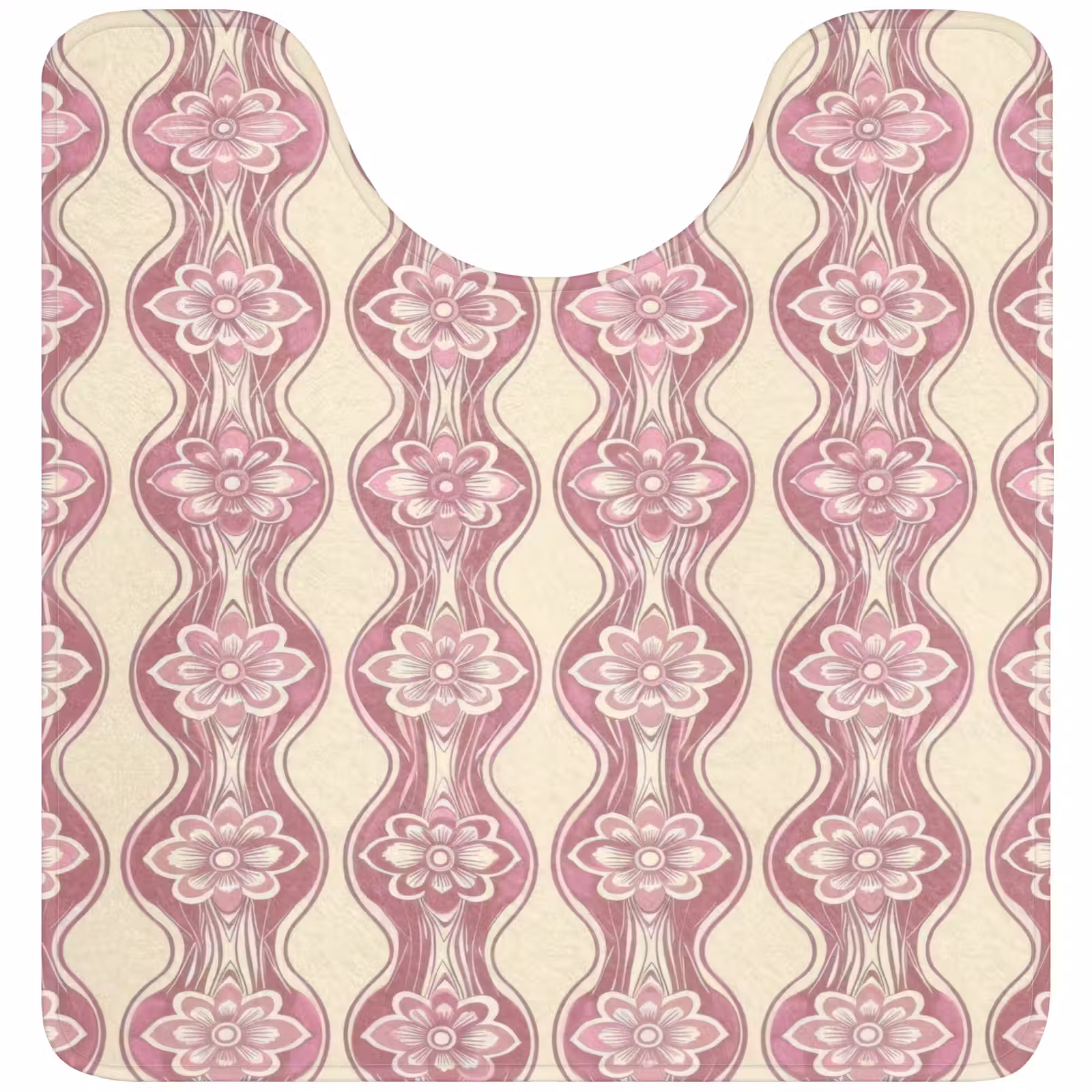 WC Vorleger - Lila-Rosa – Blumen – Retro – Muster — 1