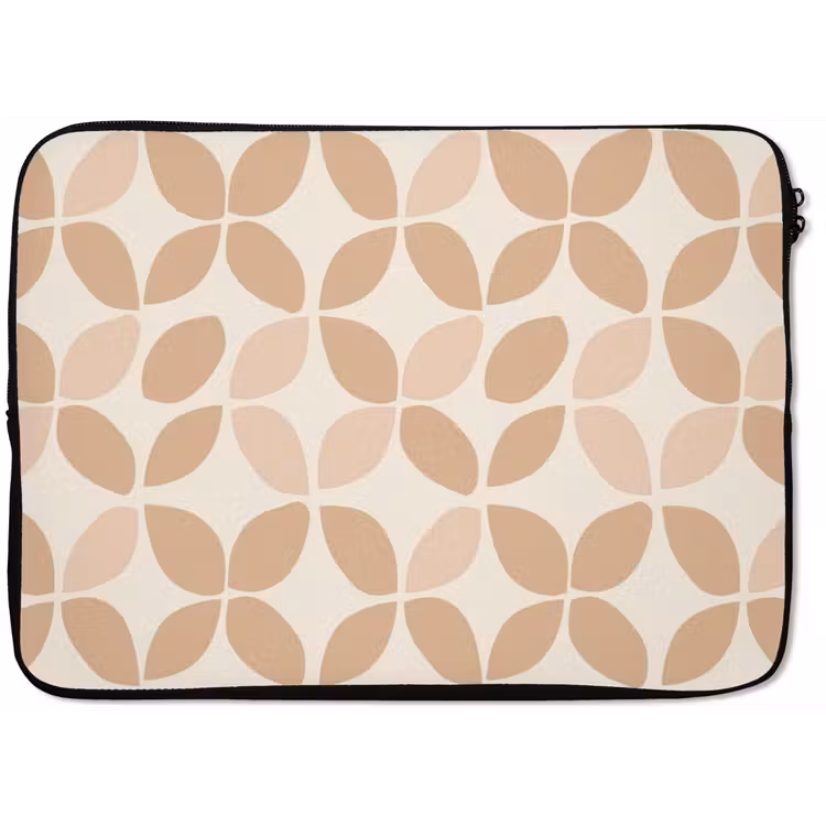 Laptop hülle - Beige – Blätter – Minimalistisch – Muster — 1