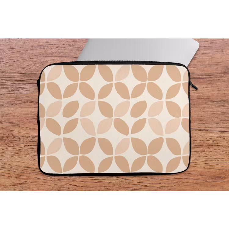 Laptop hülle - Beige – Blätter – Minimalistisch – Muster — 2