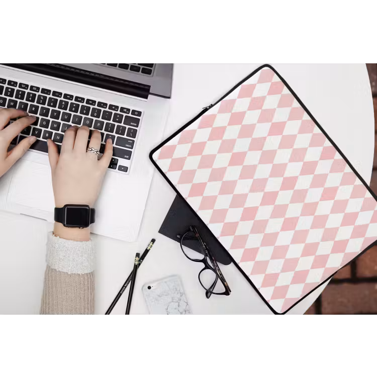 Laptop hülle - Hellrosa – Karos – Geometrisch – Muster — 3