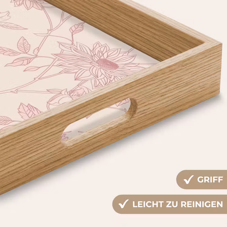 Tablett - Altrosa – Dahlien – Strichzeichnung – Schnittmuster — 5