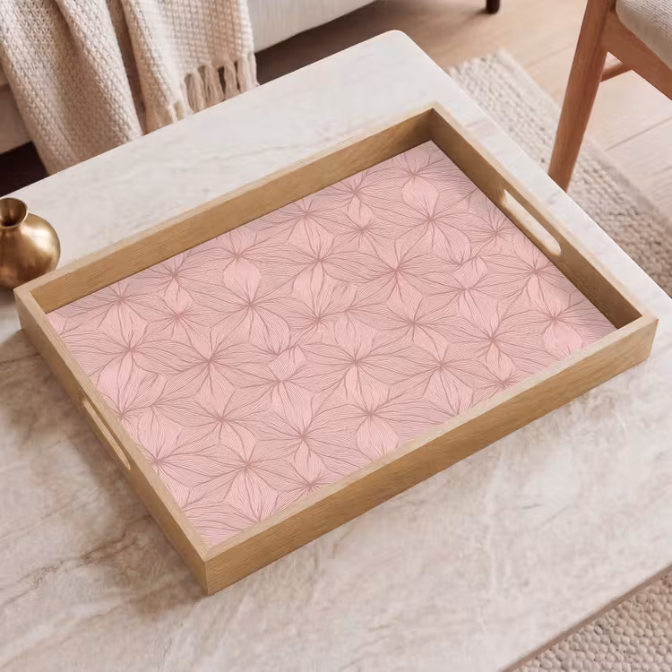 Tablett - Blassrosa – Blumen – Relief – Textur — 2