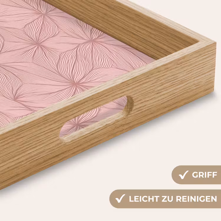 Tablett - Blassrosa – Blumen – Relief – Textur — 5