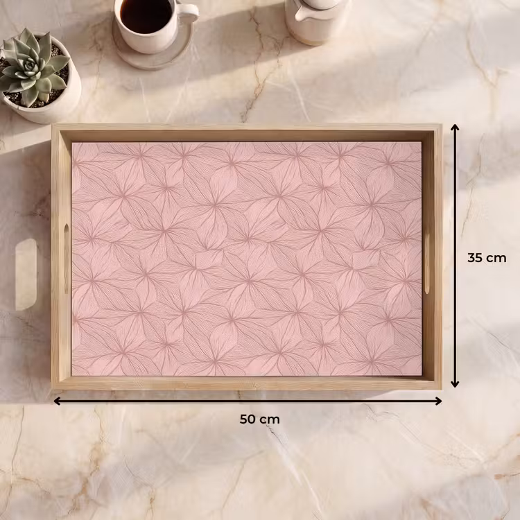 Tablett - Blassrosa – Blumen – Relief – Textur — 9