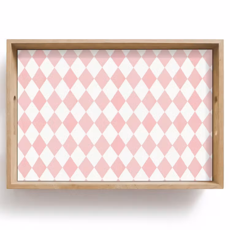 Tablett - Hellrosa – Karos – Geometrisch – Muster — 1