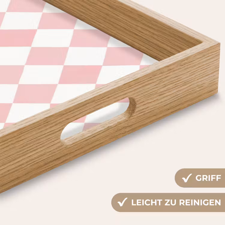 Tablett - Hellrosa – Karos – Geometrisch – Muster — 5