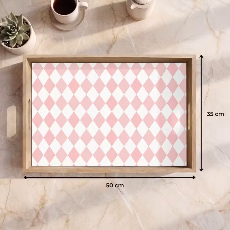 Tablett - Hellrosa – Karos – Geometrisch – Muster — 9