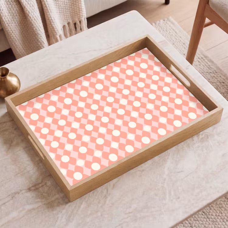 Tablett - Koralle – Retro – Geometrisch – Muster — 2