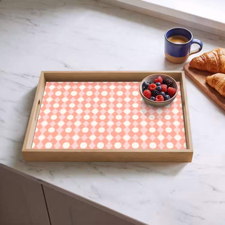 Tablett - Koralle – Retro – Geometrisch – Muster — 4