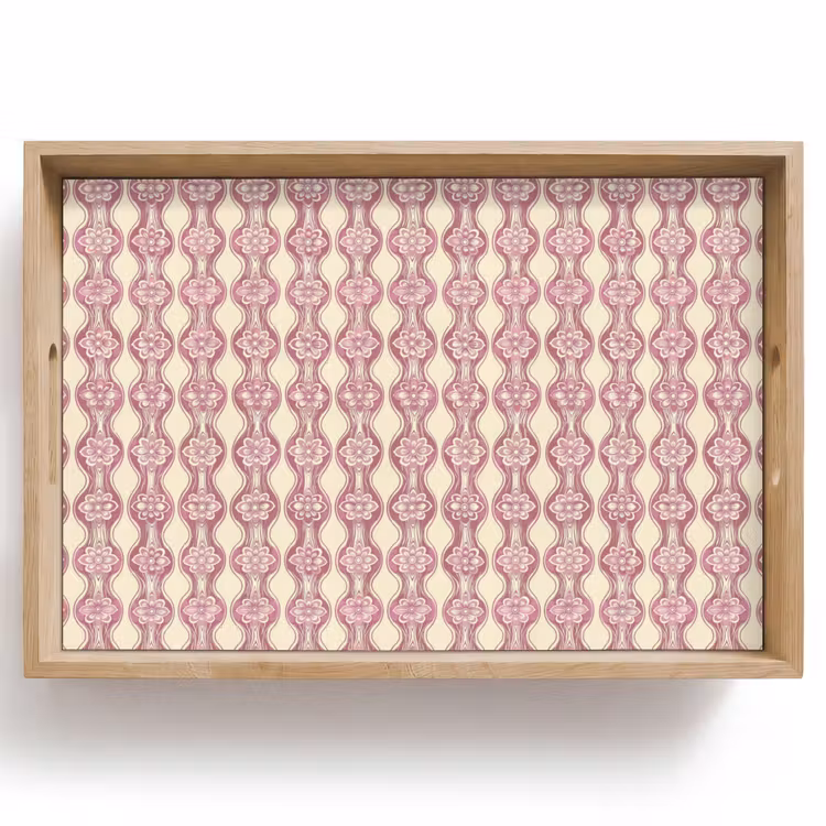 Tablett - Lila-Rosa – Blumen – Retro – Muster — 1