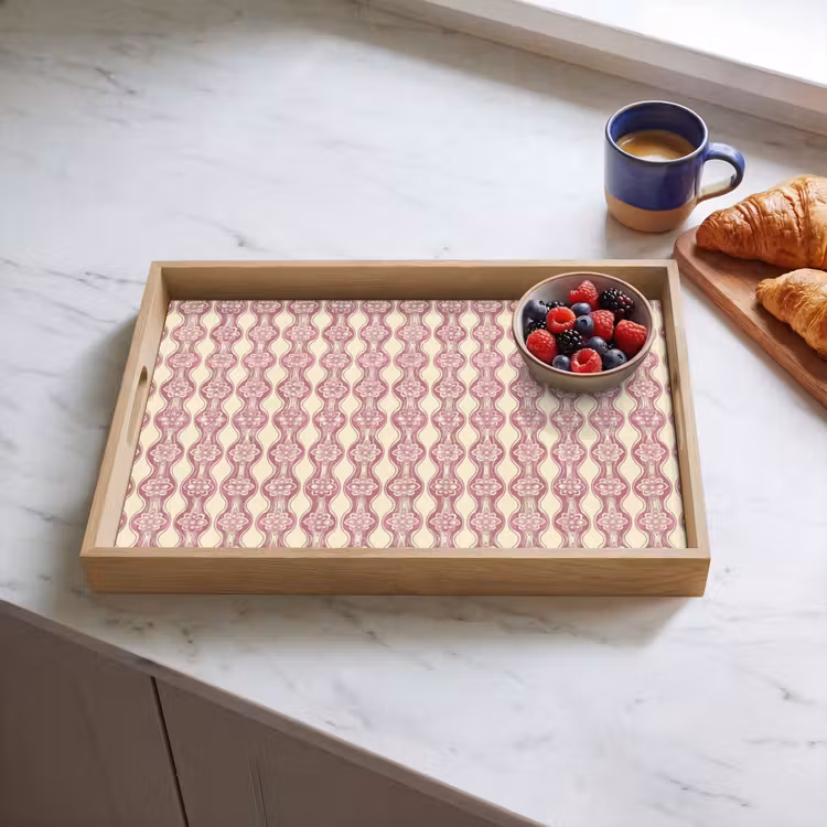 Tablett - Lila-Rosa – Blumen – Retro – Muster — 4