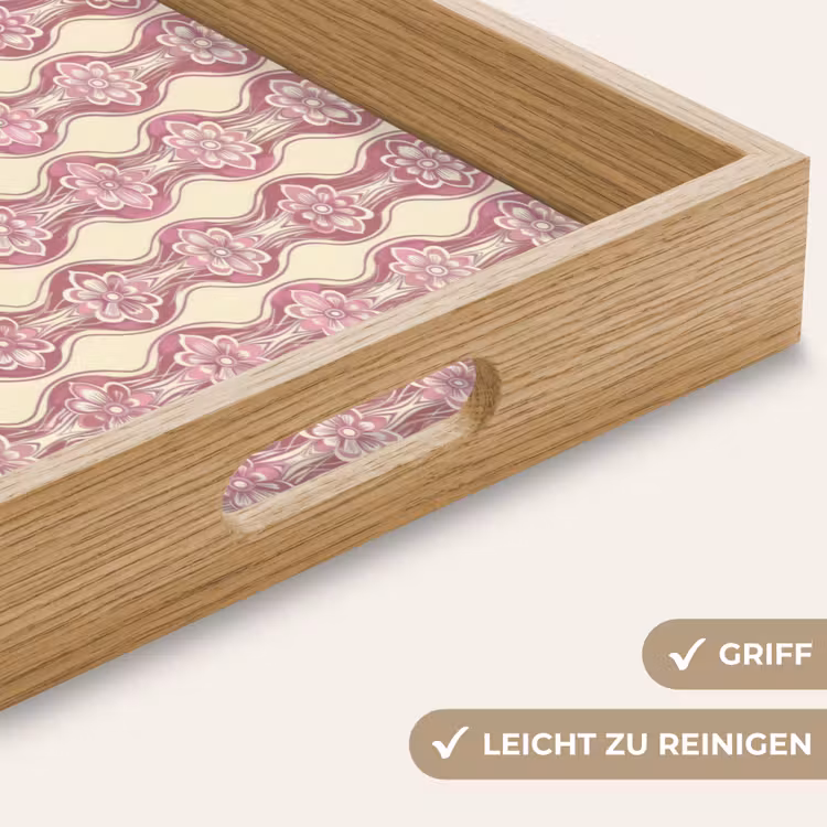 Tablett - Lila-Rosa – Blumen – Retro – Muster — 5