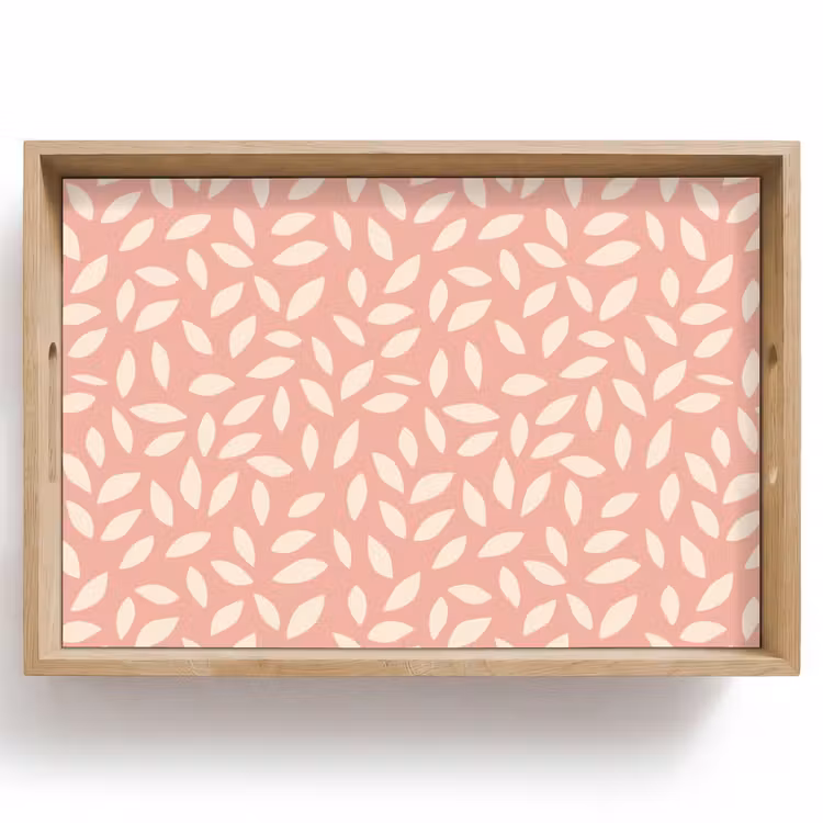 Tablett - Rosa – Blätter – Verspielt – Muster — 1