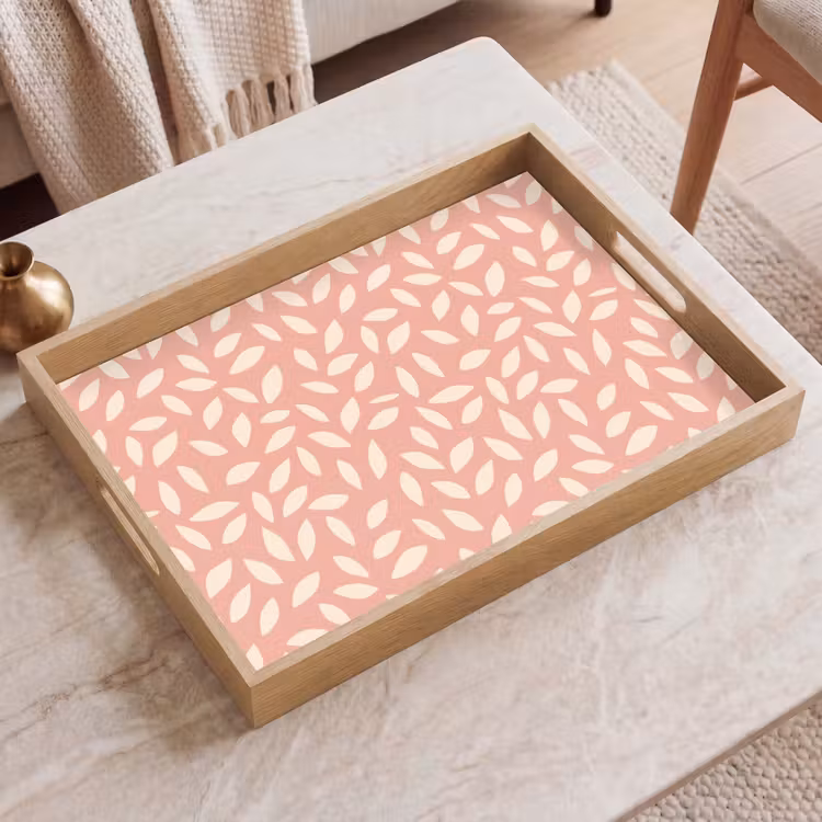 Tablett - Rosa – Blätter – Verspielt – Muster — 2