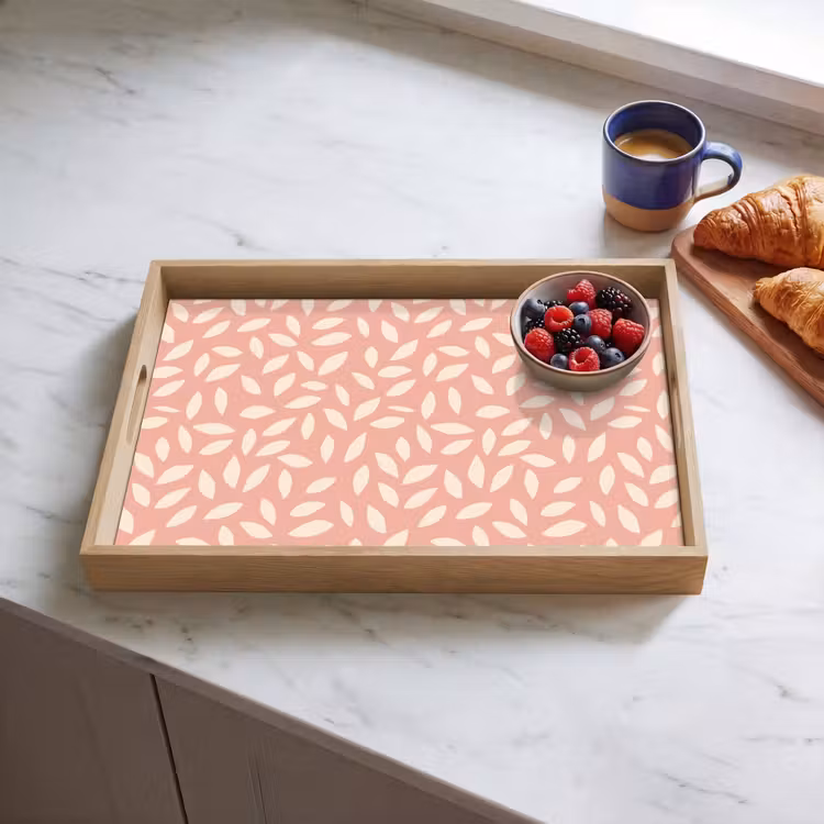 Tablett - Rosa – Blätter – Verspielt – Muster — 4