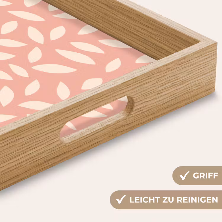 Tablett - Rosa – Blätter – Verspielt – Muster — 5
