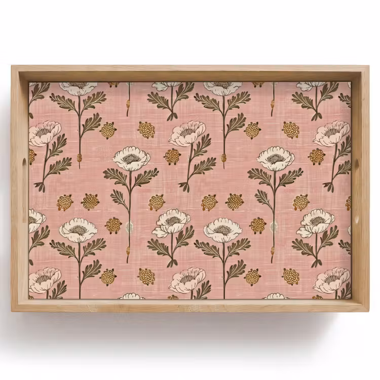 Tablett - Rosa – Blumen – Vintage – Textur — 1
