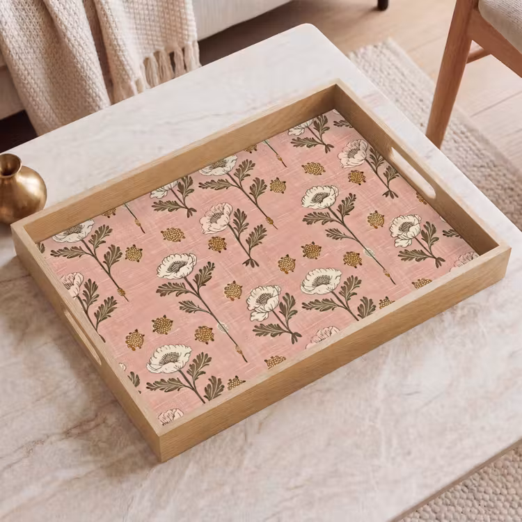 Tablett - Rosa – Blumen – Vintage – Textur — 2