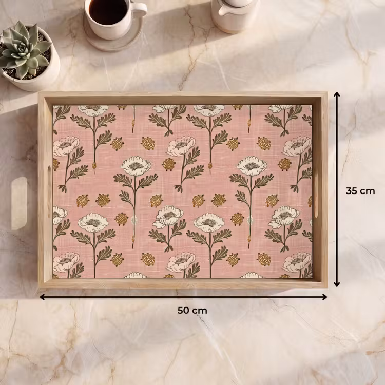 Tablett - Rosa – Blumen – Vintage – Textur — 9