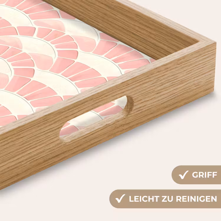 Tablett - Rosa – Fächer – Mosaik – Muster — 5