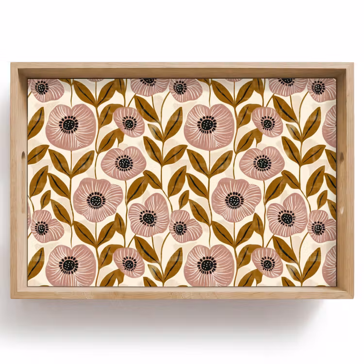 Tablett - Staubrosa – Blumen – Grafisch – Muster — 1