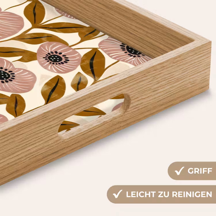 Tablett - Staubrosa – Blumen – Grafisch – Muster — 5