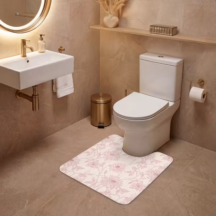 WC Vorleger - Altrosa – Dahlien – Strichzeichnung – Schnittmuster — 4