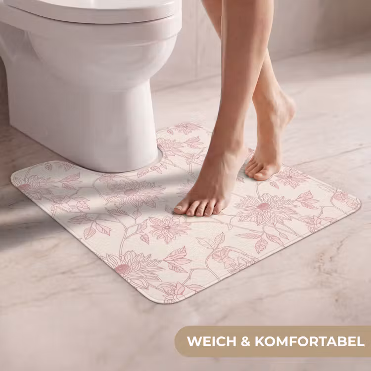 WC Vorleger - Altrosa – Dahlien – Strichzeichnung – Schnittmuster — 5