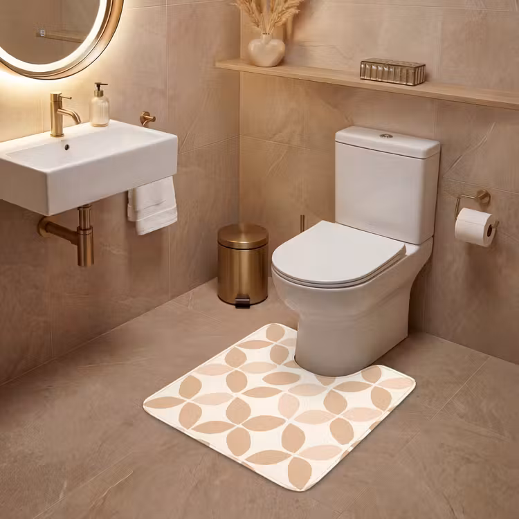 WC Vorleger - Beige – Blätter – Minimalistisch – Muster — 4